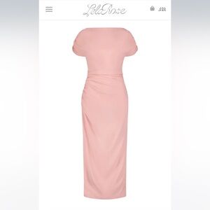 Blush Pink Fluid Crêpe Ruched Midi Dress